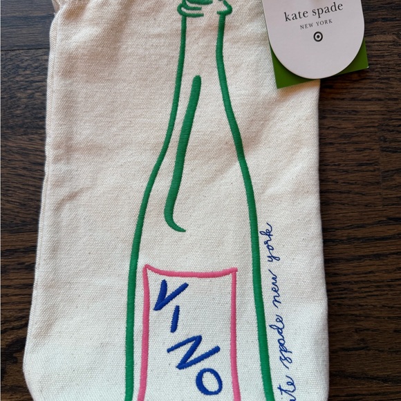 Kate Spade x Target Cream Wine Tote with Green and Pink Design - Picture 3 of 4